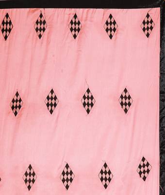 Pink printed silk saree with blouse 4