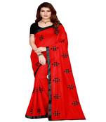 Red printed silk saree with blouse