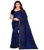 Blue printed silk saree with blouse