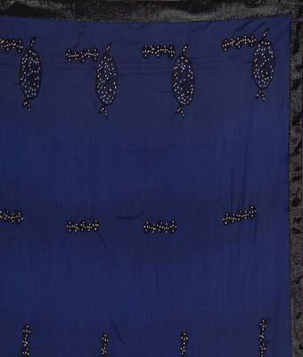 Blue printed silk saree with blouse 4