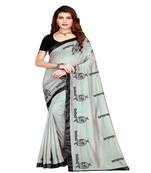 Grey printed silk saree with blouse