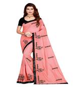 Pink printed silk saree with blouse