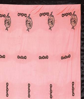 Pink printed silk saree with blouse 4