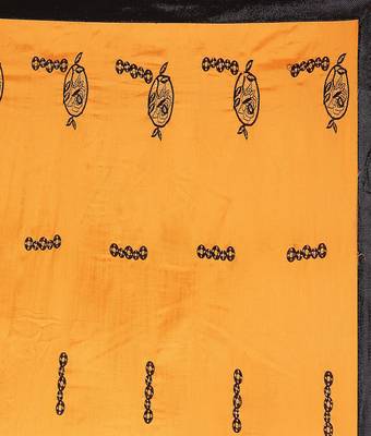 Yellow printed silk saree with blouse 4