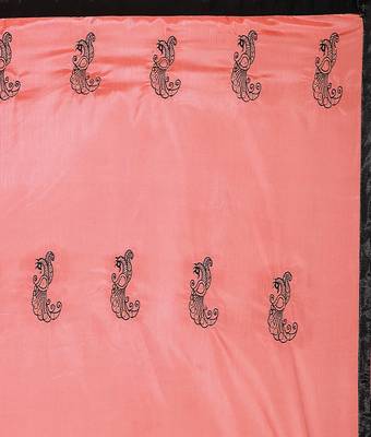 Pink printed silk saree with blouse 4