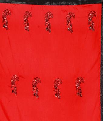 Red printed silk saree with blouse 4