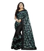 Black printed silk saree with blouse