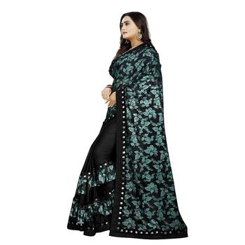 Black printed silk saree with blouse 4