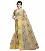 Chiku embroidered organza saree with blouse