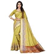 Gold woven cotton silk saree with blouse