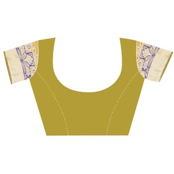 Gold woven cotton silk saree with blouse 4
