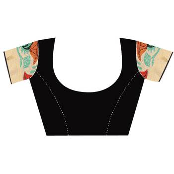 Black woven cotton silk saree with blouse 4
