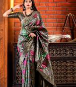Multicolor Woven Silk Saree With Blouse