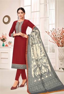 Maroon digital print art silk salwar 1