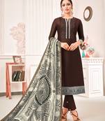 Brown digital print art silk salwar