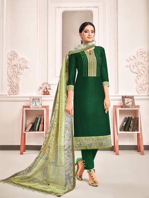 Green digital print art silk salwar 1