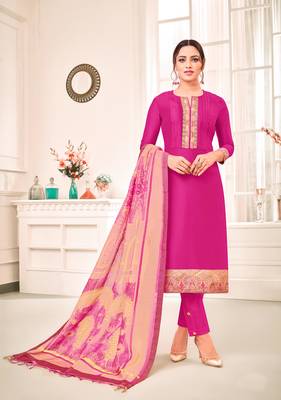 Pink digital print art silk salwar 1