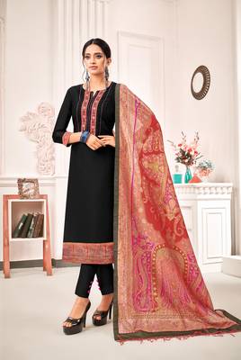 Black digital print art silk salwar 1