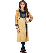 Mustard plain art silk ethnic-kurtis