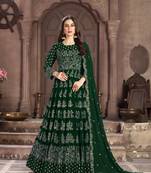 Dark-green embroidered georgette salwar