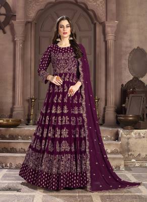 Purple embroidered georgette salwar 1