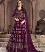 Purple embroidered georgette salwar