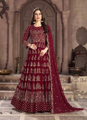 Maroon embroidered georgette salwar 1