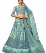 Grey Embroidered Net Semi Stitched Lehenga