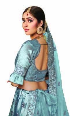 Grey Embroidered Net Semi Stitched Lehenga 3
