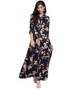 Blue printed viscose rayon long-kurtis