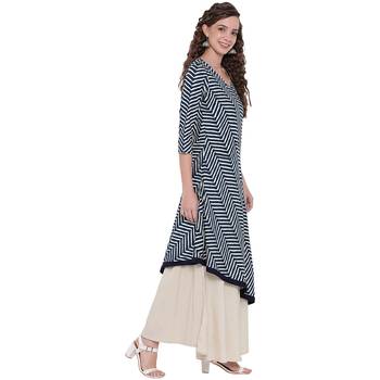 Blue printed viscose rayon long-kurtis 3
