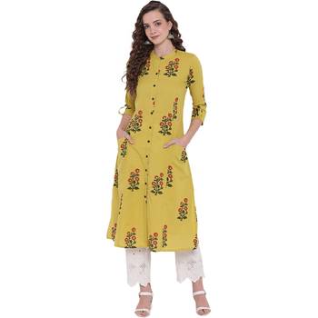 Lemon printed cotton ethnic-kurtis 1