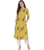 Lemon printed cotton ethnic-kurtis