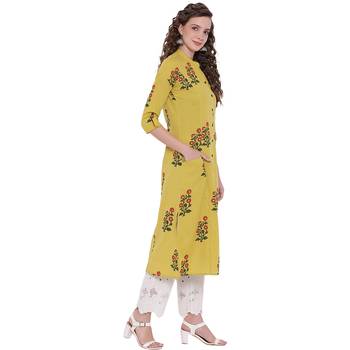 Lemon printed cotton ethnic-kurtis 3