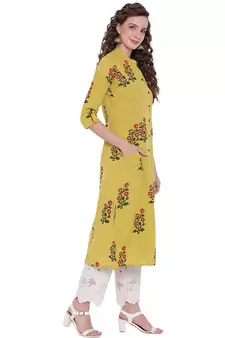 Lemon printed cotton ethnic-kurtis