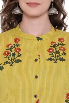 Lemon printed cotton ethnic-kurtis