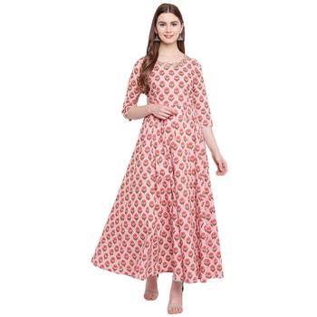 Pink printed cotton ethnic-kurtis 1