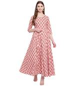 Pink printed cotton ethnic-kurtis