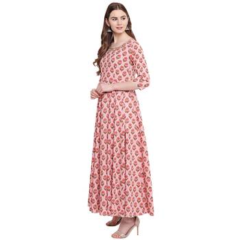 Pink printed cotton ethnic-kurtis 2