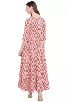 Pink printed cotton ethnic-kurtis