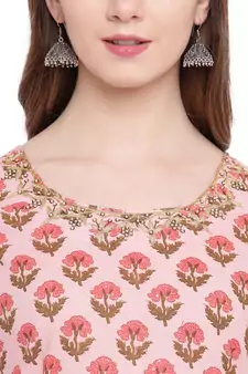 Pink printed cotton ethnic-kurtis