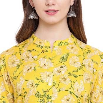 Yellow printed viscose rayon ethnic-kurtis 5