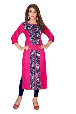 Pink plain rayon ethnic-kurtis 1