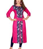 Pink plain rayon ethnic-kurtis
