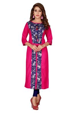 Pink plain rayon ethnic-kurtis 3