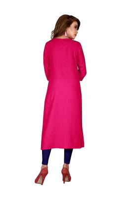 Pink plain rayon ethnic-kurtis 4