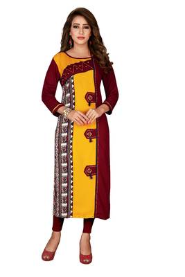 Multicolor plain rayon ethnic-kurtis 1