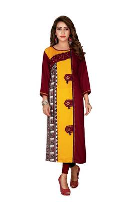 Multicolor plain rayon ethnic-kurtis 3