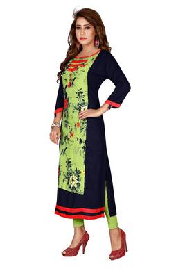 Multicolor plain rayon ethnic-kurtis 3