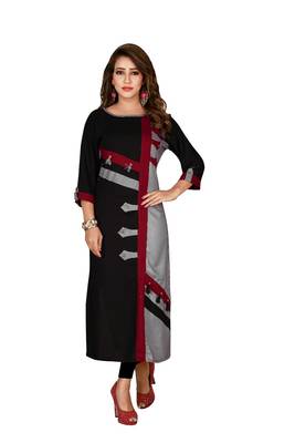 Brown plain rayon ethnic-kurtis 1